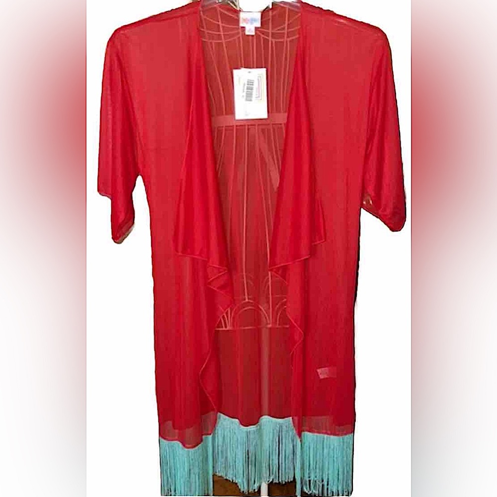 LuLaRoe NWT Sheer Oversized Kimono Beach Swim Cover-up Fringe Duster Jacket